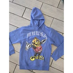 Mishka NYC Blue Graphic Skull Hoodie Sweatshirt MSK-61 Mens Medium NWT